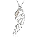 41EDcTBh5nL. SL160  Sterling Silver White Angel Feather Wing Champagne Brown Diamond Pendant Necklace 0.10 carat