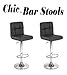 Chic Modern Adjustable Synthetic Leather Swivel Bar Stools - Black - Set of 2
