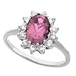 14K White Gold Pink Tourmaline and Diamond Ring