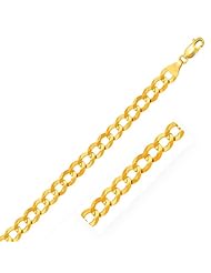 8.2mm 14K Yellow Gold Solid Curb Chain