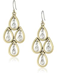 Lucky Brand Two-Tone Tear Drop Chandelier Earrings