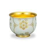 九谷焼　ぐい呑・白粒唐草文（内金彩）　仲田 錦玉