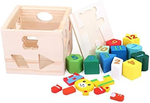 MOLITONG Shape Sorting Number and Color Learning Cube Block Box Toy