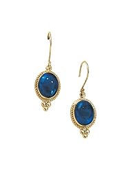 14K Yellow Gold 10 x 8 MM Lapis Cabochon Earrings
