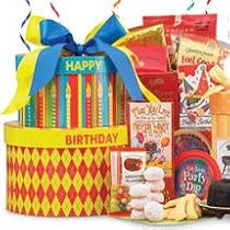 Sweet and Savory Happy Birthday Gift Tower - Gourmet Food Gift Basket