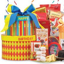 Sweet and Savory Happy Birthday Gift Tower - Gourmet Food Gift Basket by ArtofAppreciation.com