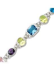 Sterling Silver 7.5 Inch Multicolored CZ Bracelet - 7.5 Inch