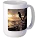 Large Mug Coffee Drink Cup Dolphins Flying in Sunset