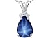 3.06 cttw 14k White Gold Lab Created Star Sapphire and Genuine Diamond Pendant in 14k White Gold