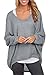 Thanth Women's Casual Baggy Off Shoulder Long Sleeve Solid Color Pullover Shirts Tops