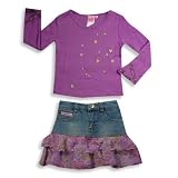 Lipstik - Girls Long Sleeve Denim Skirt Set, Purple, Blue