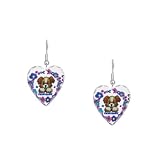Earring Heart Charm I’m So Happy Puppy Dog with Flowers