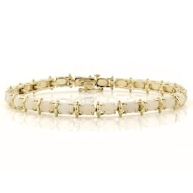 10k Yellow Gold Oval Cut Opal Bracelet, 7 by