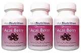 PREMIUM ACAI (3 Bottles) - The #1 Acai Berry Supplement - The All Natural Diet Weight Loss, Colon Cleanse and Full Body Detox Formula