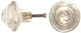 Vintage School House Style Glass Cabinet Drawer Knob, Set of 6