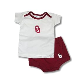 University of Oklahoma Sooners - Kids 2pc Diaper Lap Shirt & Bottom Set - Interlocking OU Logo