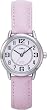 Timex 2G291 Women's Round Silver-Tone Dress Watch with Pink Leather Strap
