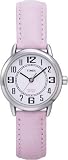 Timex 2G291 Women's Round Silver-Tone Dress Watch with Pink Leather Strap