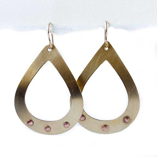 Brass Rivet Tear Drop Earrings