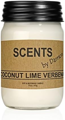 COCONUT LIME VERBENA - Original Mason Jar Soy Candle - 50+ Hours of Fragrance - Made in USA From All Natural Products - THE PERFECT GIFT