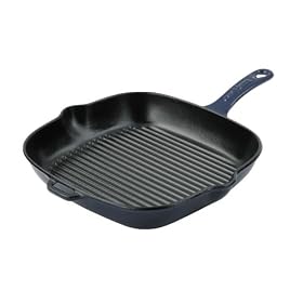 Chasseur Cast Iron Square Grill Pan, Cobalt Blue, 26cm