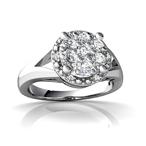 14K White Gold White Diamond Ring Size 7