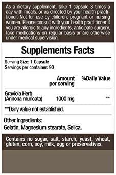 (3)pack - Gfruit Graviola Capsules 1000mg, 90 Capsules (Bundle of 3 Bottles)