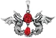 Guardian Dragon Pendant with Ruby - Stainless Steel - 1.5'' Height