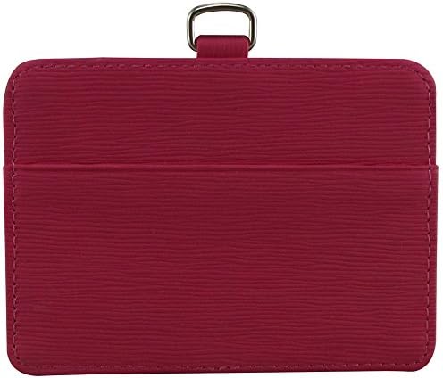 CMX C68804 2-Sided Pu Leather ID Card Holder with 1 ID Window and 1 Card Slot, Horizontal Style - Red