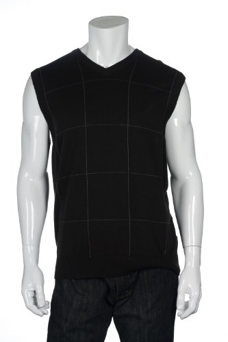 Nautica Midnight Coffee Checks Sweater Vest