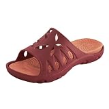 NOTHINZ Caribbean Womens Comfort Shoes Beach Sandals Summer Slides Red/Orange
