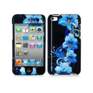 Blue Flower 2d Hard Snap-on Crystal Skin Case Cover Accessory for Ipod Touch 4th Generation 4g 4 8gb 32gb 64gb New By Electromaster