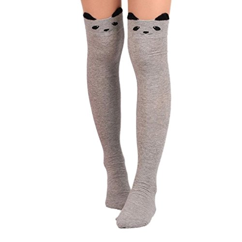 Knee High Sock,Morecome Women Cat Catoon Socks Long Socks Over Knee High Sock (Gray)