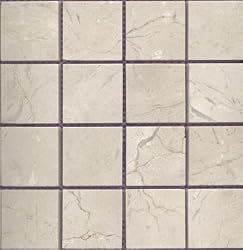 Crema Marfil 2x2" Square Mosaic Polished Mesh Mounted Sheets
