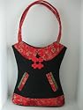 cheongsam style T-shaped lady handbag, black/red
