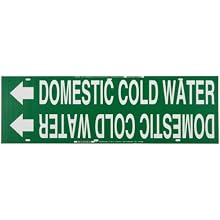 Brady 4048-H BradySnap-On 10" - 15" Outside Pipe Diameter, B-915 Printed Plastic Sheet, White On Green Color Pipe Marker, Legend "Domestic Cold Water"