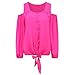 Sunward(TM) Women Fashion Deep V Collar Strapless Chiffon Long Sleeve Shirt (XLarge, Hot Pink)