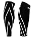Bracoo Compression Shin Splints Leg Sleeves - Men, Women, - cycling, running, basketball, strength training, Nursing, Mataernity and various sporting activities, White Accent, Medium