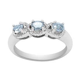 Buy 10k White Gold Aquamarine 3-Stone Ring by Amazon.com Collection