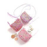 Girls Hot Pink Plastic Beaded Flower Bag TF414