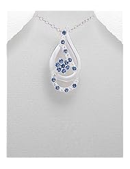 Flower CZ Pendant Necklace In 92.5 Sterling Silver