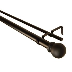 BCL Drapery Hardware, Classic Ball Double Double Curtain Rod, Black Finish, 28-inch to... by BCL Drapery Hardware