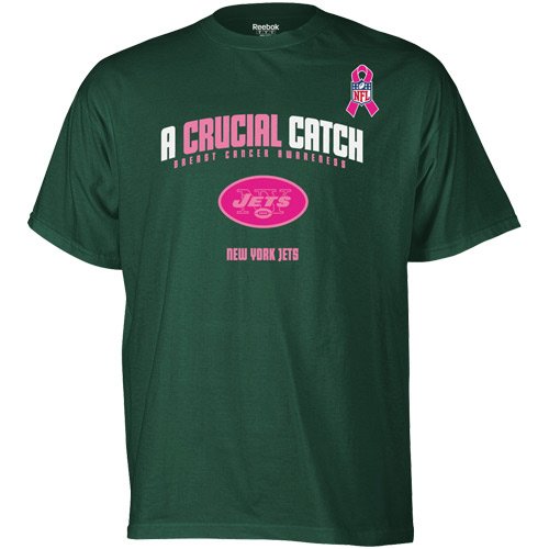 Reebok New York Jets Breast Cancer Awareness The Crucial Catch T-Shirt Large at Amazon.com