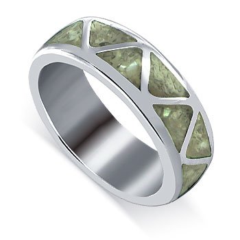 Gem Avenue Men's 925 Sterling Silver Mother of Pearl Southwestern Style 6mm Band