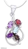 Amethyst and blue topaz necklace, 'Bright Bouquet' 16.1 L