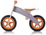 Vélo de marche sans pedale 'Biker' Bicycle de balance en bois avec possibilité de pilotage -enfant, Color:orange
