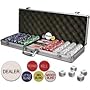 ChipsAndGames Premium Set of 500 11.5 gr Ace-King Suited Poker Chips w/6 Dealer Buttons & Poker Dice
