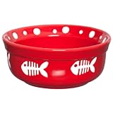 Signature Housewares Fish Cat Bowl, Small, Red