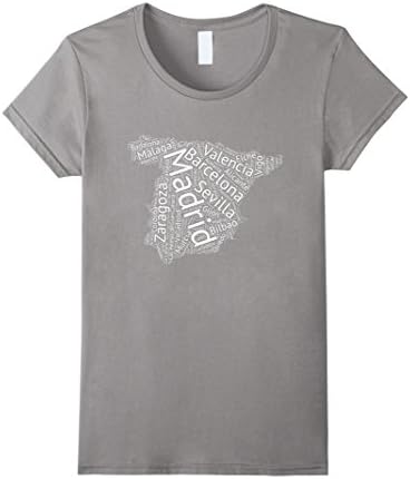 Women's Spain T Shirt Major Cities Graphic Tee XL Slate