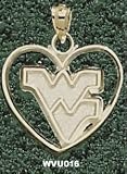 West Virginia Univ Wv Heart Charm/Pendant -14K/10K, Stainless Steel or Gold Plated